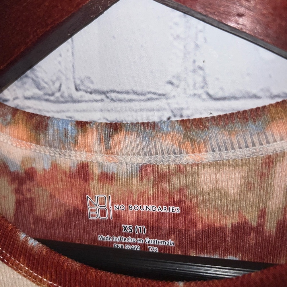 no boundaries red & cream multicolor long sleeve shirt size XS - Picture 4 of 5